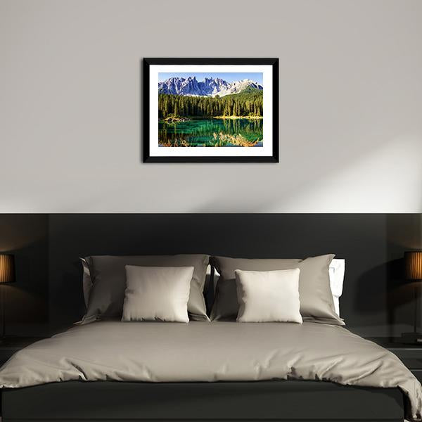 Karer Lake Italy Canvas Wall Art-5 Horizontal-Gallery Wrap-22" x 12"-Tiaracle