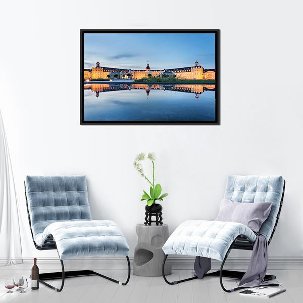 Karlsruhe Castle Reflection Canvas Wall Art-1 Piece-Floating Frame-24" x 16"-Tiaracle