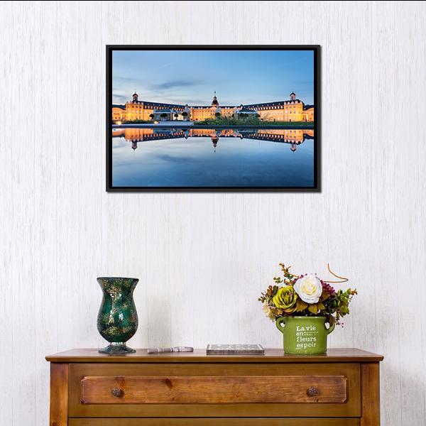 Karlsruhe Castle Reflection Canvas Wall Art-3 Horizontal-Gallery Wrap-25" x 16"-Tiaracle