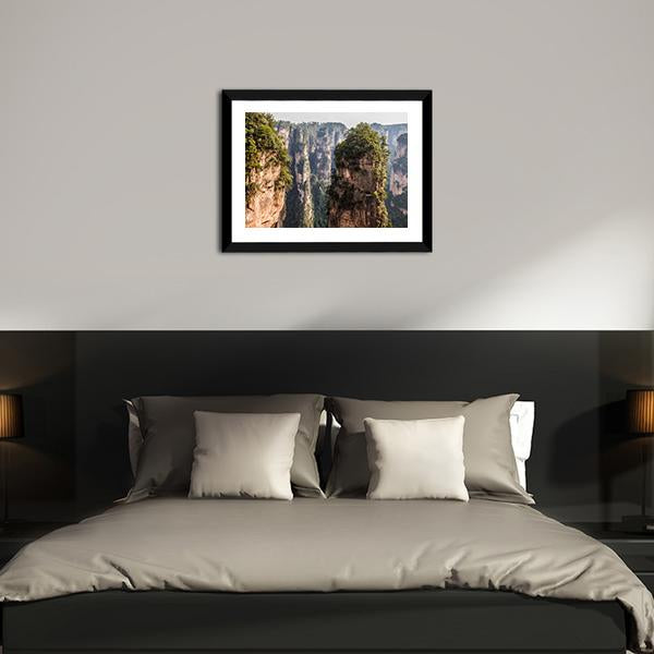 Karst Pillars At Wulingyuan Canvas Wall Art-3 Horizontal-Gallery Wrap-25" x 16"-Tiaracle