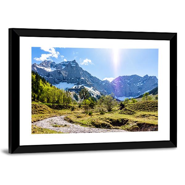 Karwendel Mountains In Austria Canvas Wall Art-3 Horizontal-Gallery Wrap-25" x 16"-Tiaracle