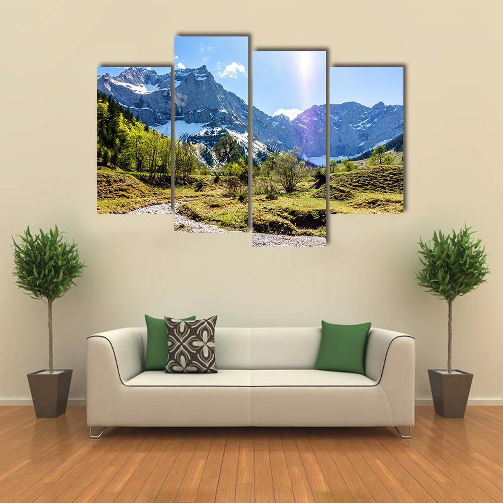 Karwendel Mountains In Austria Canvas Wall Art-4 Pop-Gallery Wrap-50" x 32"-Tiaracle
