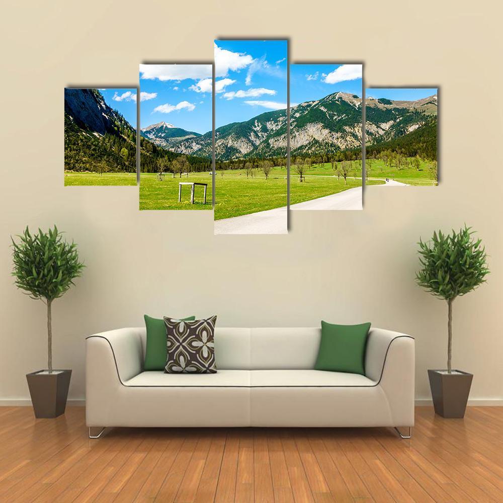 Karwendel Mountains Canvas Wall Art-5 Star-Gallery Wrap-62" x 32"-Tiaracle
