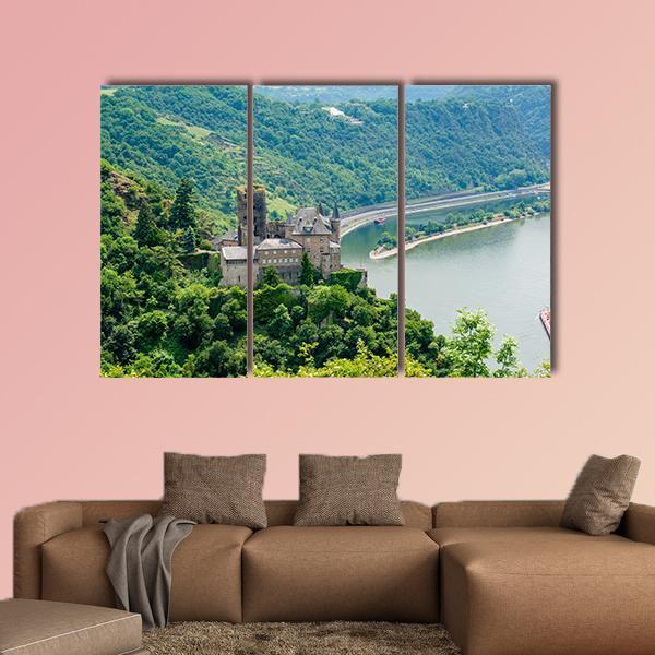 Katz Castle Germany Canvas Wall Art-3 Horizontal-Gallery Wrap-37" x 24"-Tiaracle