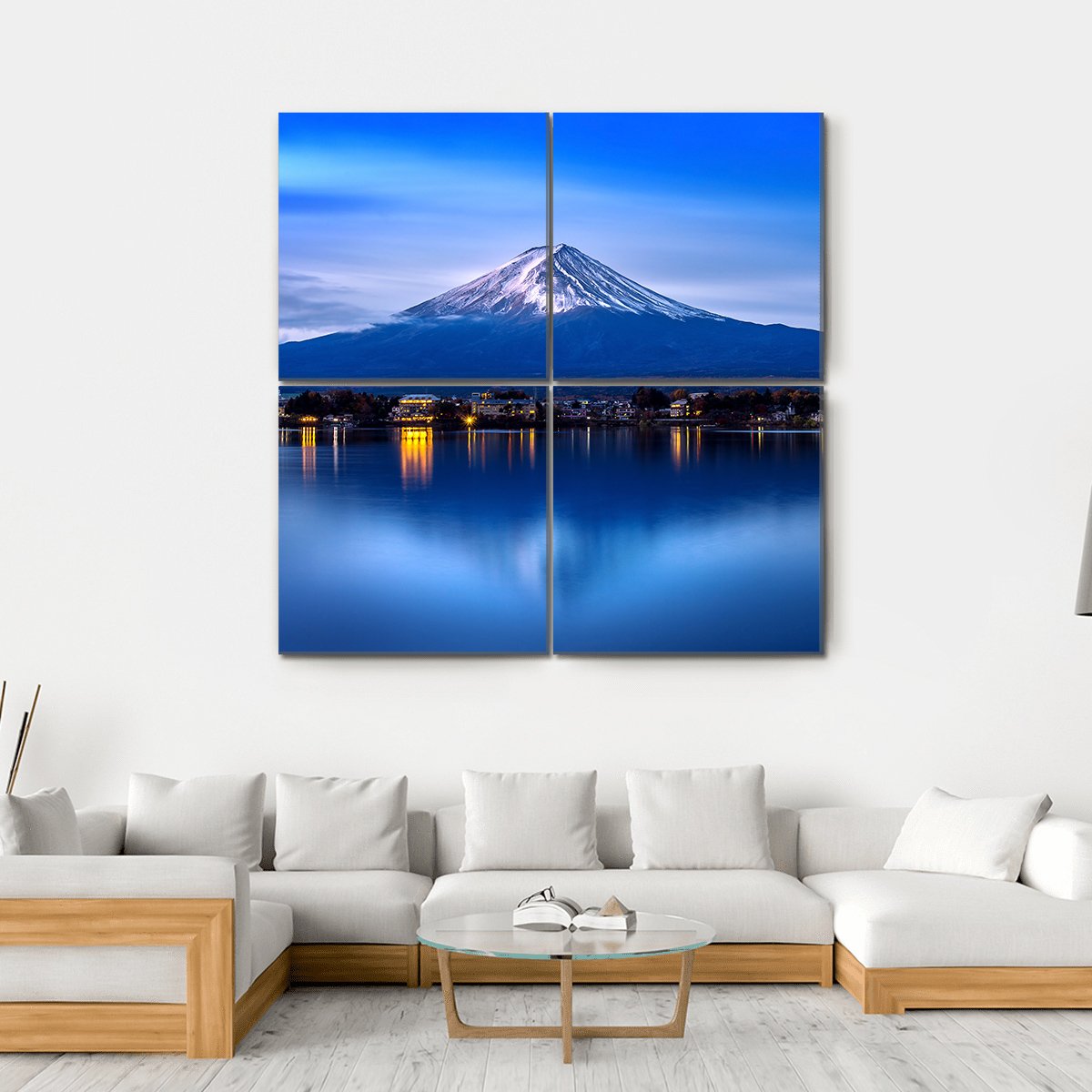 Kawaguchiko Lake Canvas Wall Art-4 Square-Gallery Wrap-17" x 17"-Tiaracle