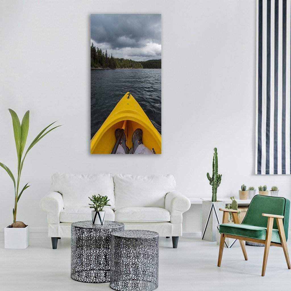 Kayak In Sea Ocean Vertical Canvas Wall Art-1 Vertical-Gallery Wrap-12" x 24"-Tiaracle