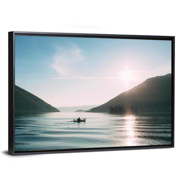 Kayak In The Lake Canvas Wall Art-3 Horizontal-Gallery Wrap-25" x 16"-Tiaracle