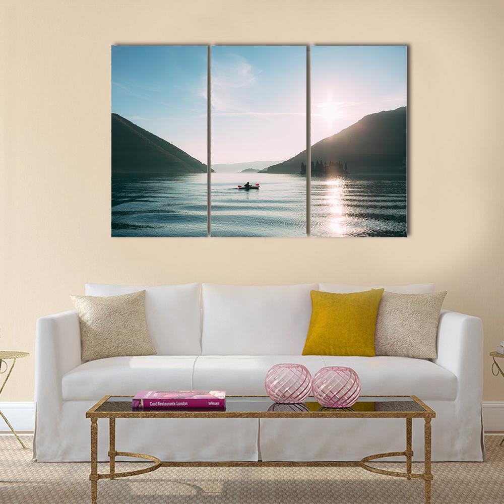 Kayak In The Lake Canvas Wall Art-3 Horizontal-Gallery Wrap-37" x 24"-Tiaracle