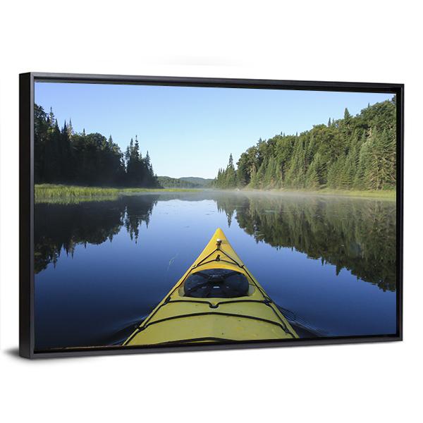 Kayak On Lake Quebec Canvas Wall Art-3 Horizontal-Gallery Wrap-25" x 16"-Tiaracle