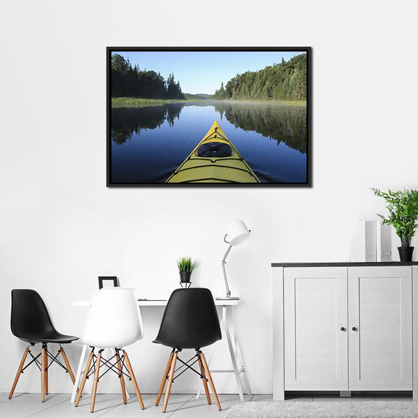 Kayak On Lake Quebec Canvas Wall Art-3 Horizontal-Gallery Wrap-25" x 16"-Tiaracle