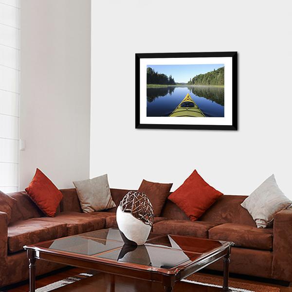 Kayak On Lake Quebec Canvas Wall Art-3 Horizontal-Gallery Wrap-25" x 16"-Tiaracle