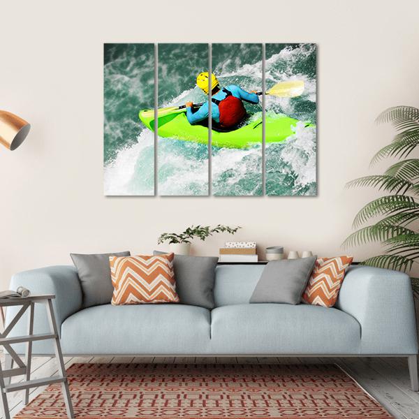 Kayaking in Extreme Fall Canvas Wall Art-4 Horizontal-Gallery Wrap-34" x 24"-Tiaracle