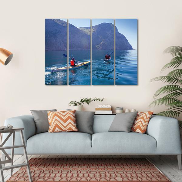 Kayaking In Sea Canvas Wall Art-4 Horizontal-Gallery Wrap-34" x 24"-Tiaracle