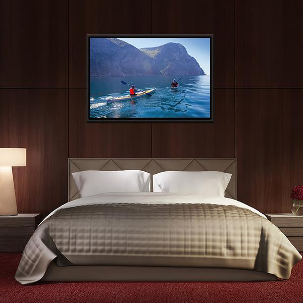 Kayaking In Sea Canvas Wall Art-5 Horizontal-Gallery Wrap-22" x 12"-Tiaracle