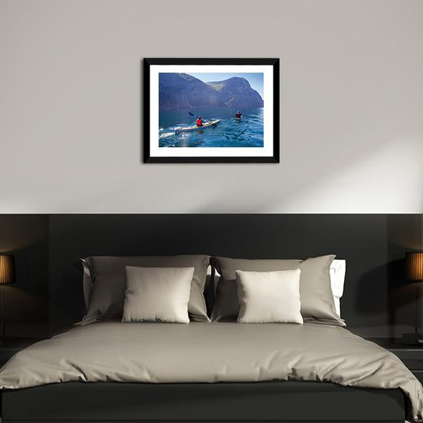 Kayaking In Sea Canvas Wall Art-5 Horizontal-Gallery Wrap-22" x 12"-Tiaracle