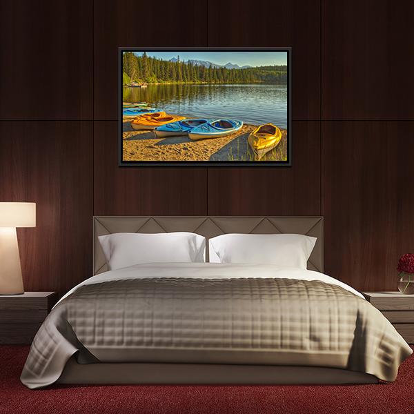 Kayaks At Pyramid Lake Canvas Wall Art-3 Horizontal-Gallery Wrap-25" x 16"-Tiaracle