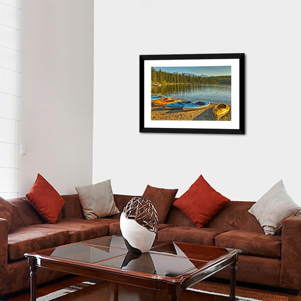Kayaks At Pyramid Lake Canvas Wall Art-3 Horizontal-Gallery Wrap-25" x 16"-Tiaracle