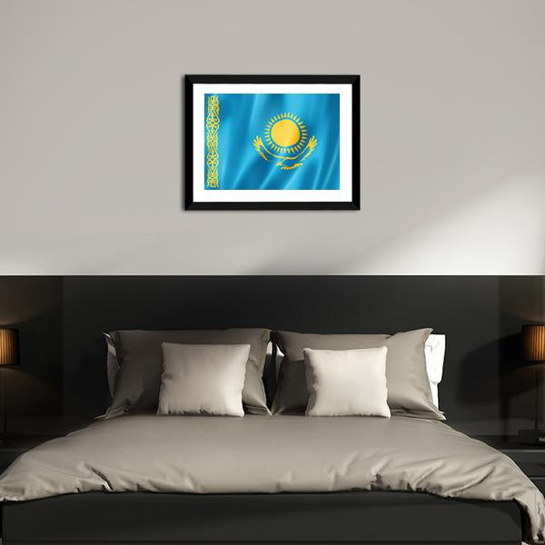 Kazakhstan Flag Canvas Wall Art-3 Horizontal-Gallery Wrap-25" x 16"-Tiaracle