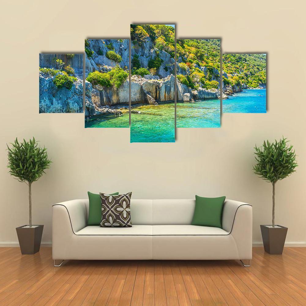 Kekova Island Canvas Wall Art-5 Star-Gallery Wrap-62" x 32"-Tiaracle