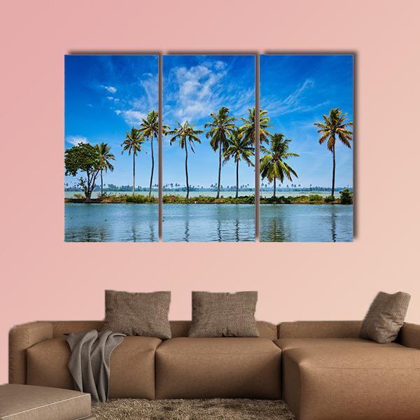 Kerala Backwaters Canvas Wall Art-3 Horizontal-Gallery Wrap-25" x 16"-Tiaracle