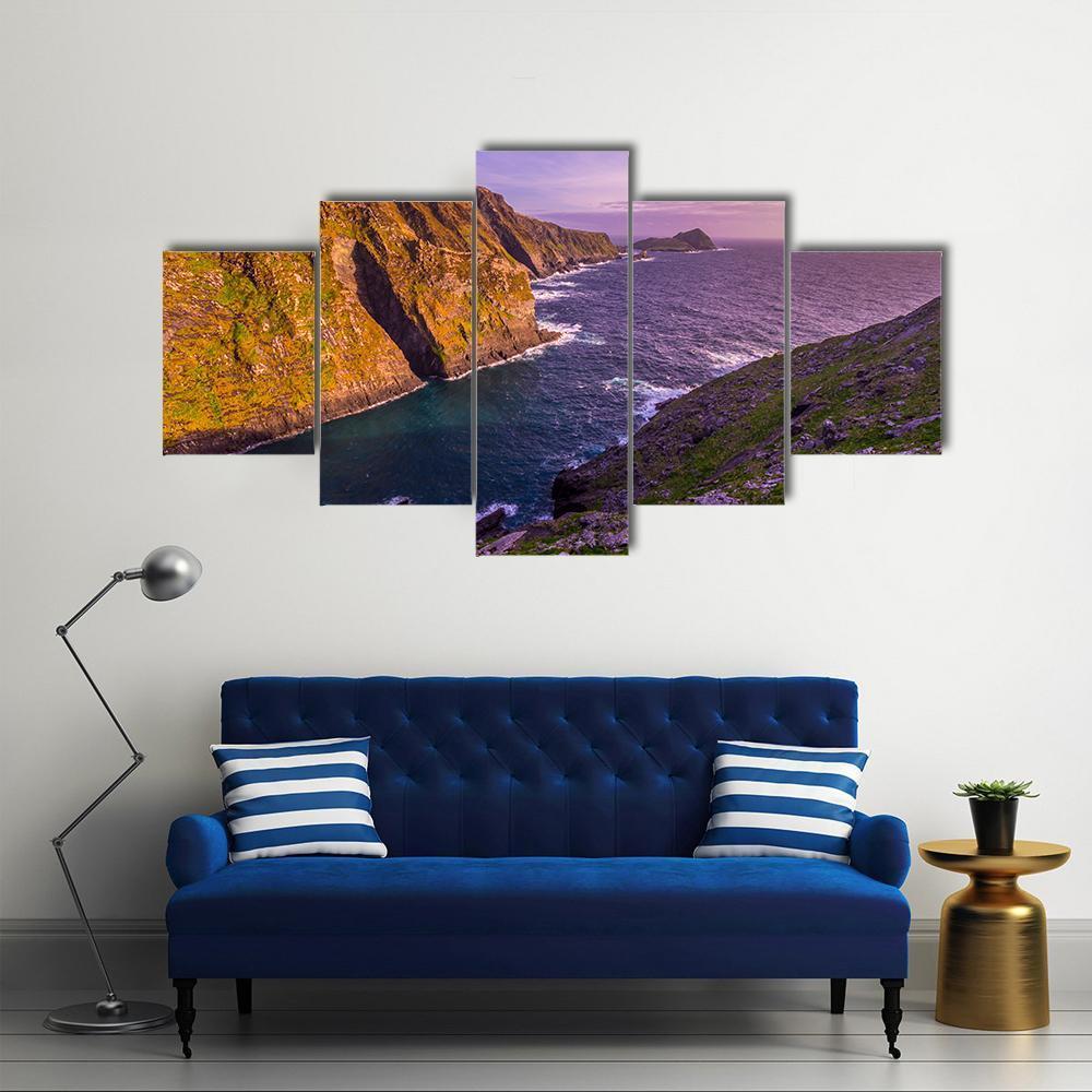 Kerry Cliffs Ireland Canvas Wall Art-5 Star-Gallery Wrap-62" x 32"-Tiaracle