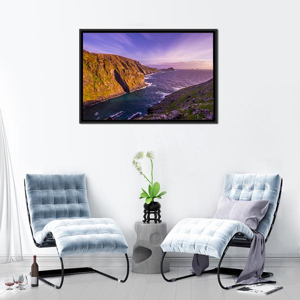 Kerry Cliffs Ireland Canvas Wall Art-1 Piece-Floating Frame-24" x 16"-Tiaracle