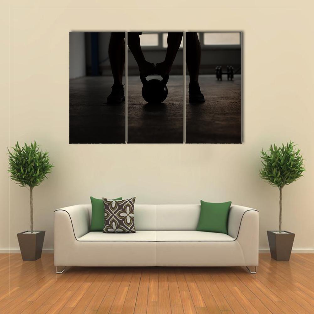 Kettlebell Training Backlit Canvas Wall Art-3 Horizontal-Gallery Wrap-37" x 24"-Tiaracle