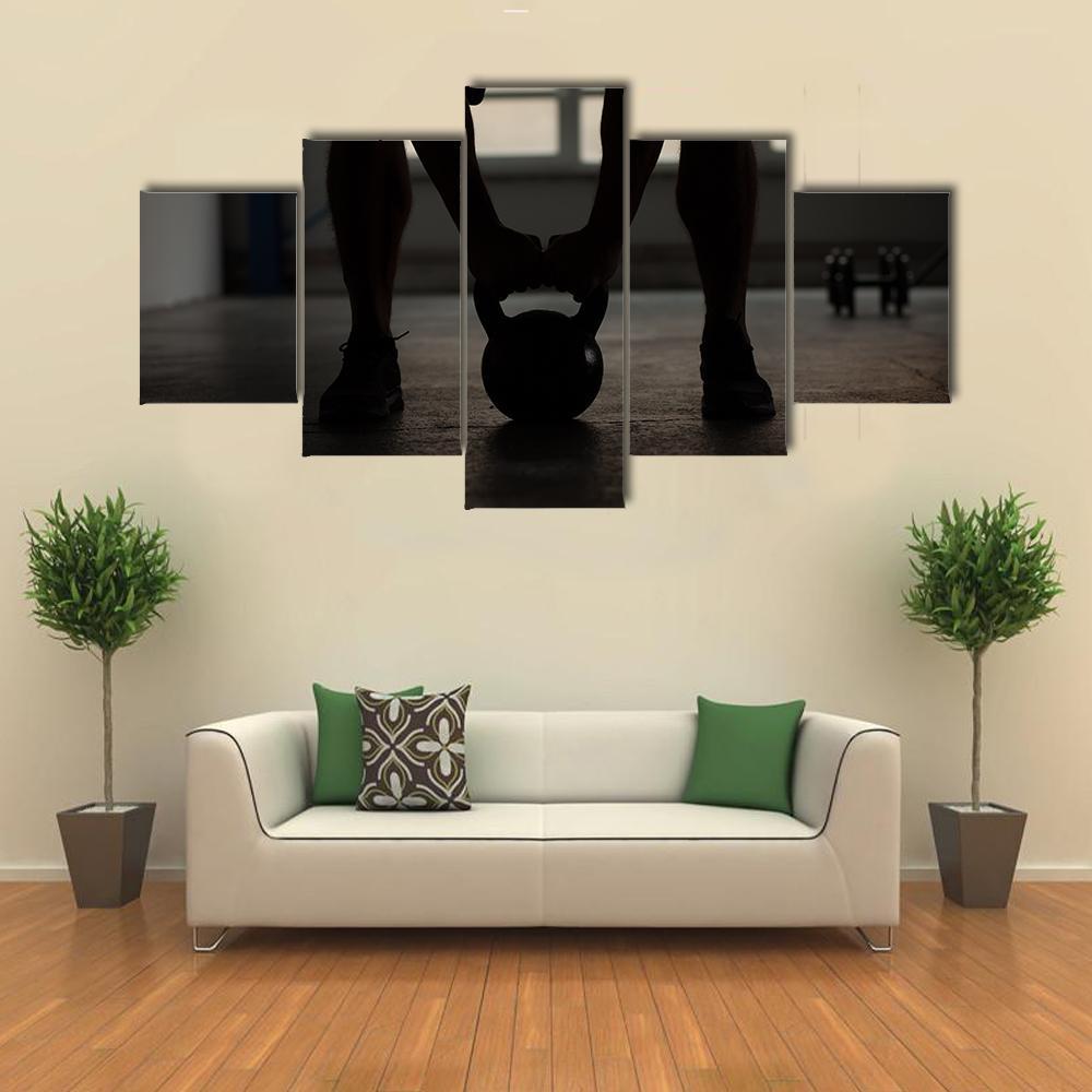 Kettlebell Training Backlit Canvas Wall Art-5 Star-Gallery Wrap-62" x 32"-Tiaracle