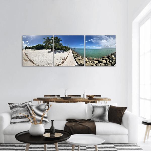 Key Biscayne Beach Florida Panoramic Canvas Wall Art-3 Piece-25" x 08"-Tiaracle