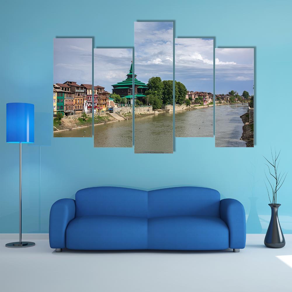 Khanqah-E-Moula Ancient Mosque Canvas Wall Art-5 Pop-Gallery Wrap-47" x 32"-Tiaracle