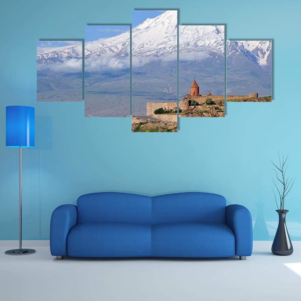 Khor Virap Monastery Canvas Wall Art-5 Star-Gallery Wrap-62" x 32"-Tiaracle