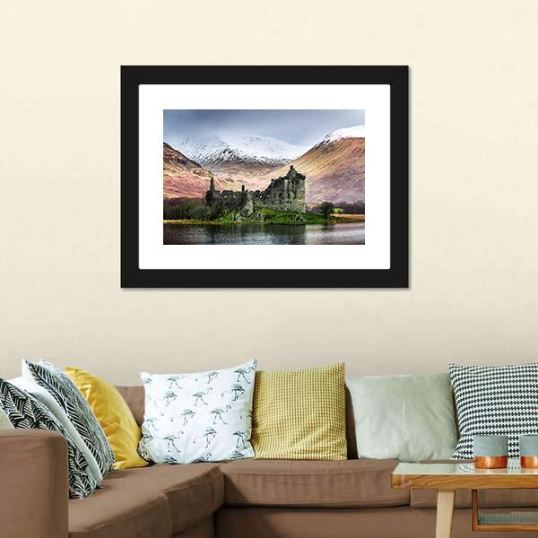 Kilchurn Castle In Winter Canvas Wall Art-5 Horizontal-Gallery Wrap-22" x 12"-Tiaracle