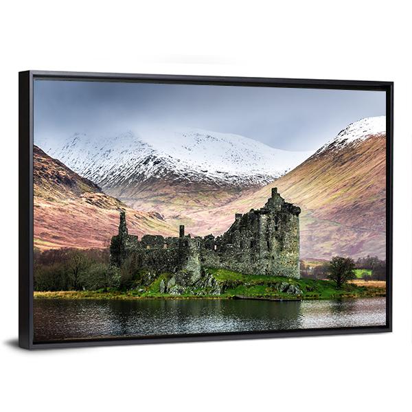 Kilchurn Castle In Winter Canvas Wall Art-5 Horizontal-Gallery Wrap-22" x 12"-Tiaracle