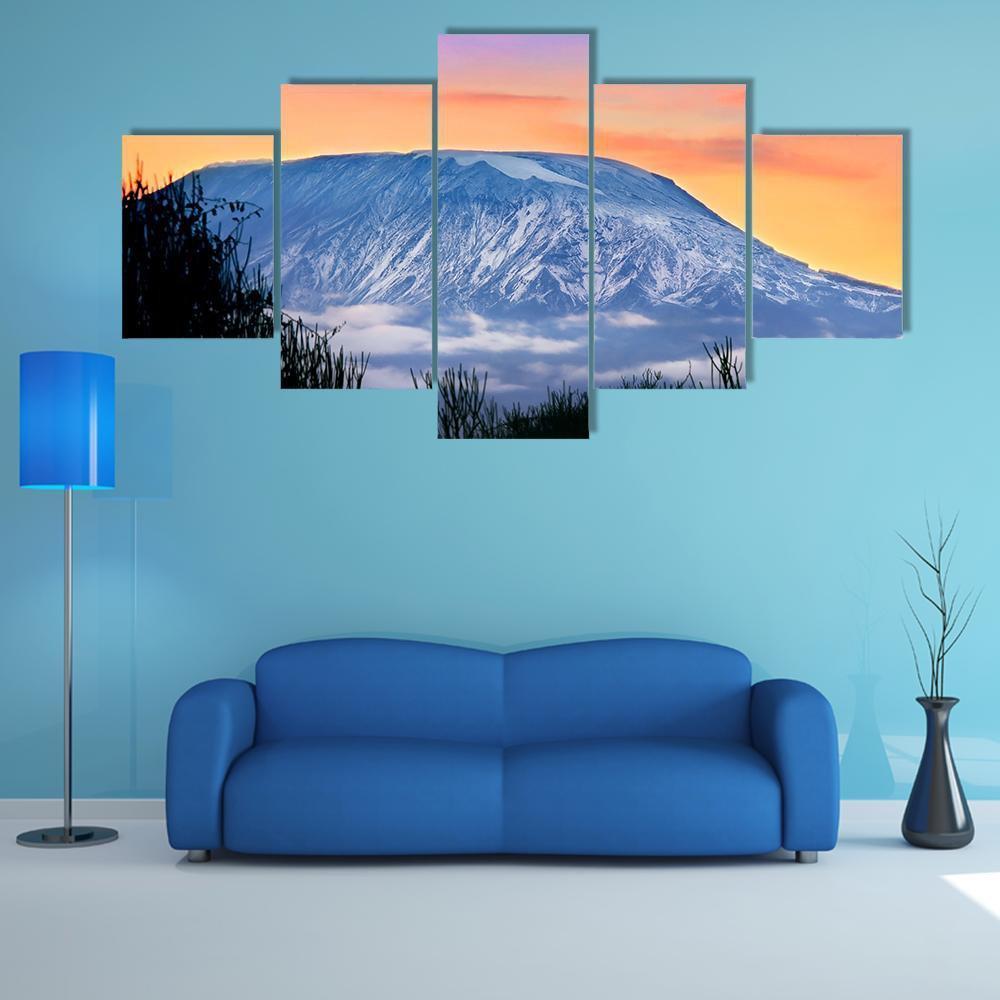 Kilimanjaro At Sunrise Canvas Wall Art-5 Star-Gallery Wrap-62" x 32"-Tiaracle