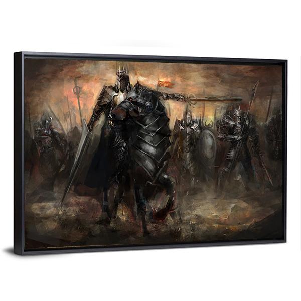 King Leading His Army Canvas Wall Art-5 Horizontal-Gallery Wrap-22" x 12"-Tiaracle