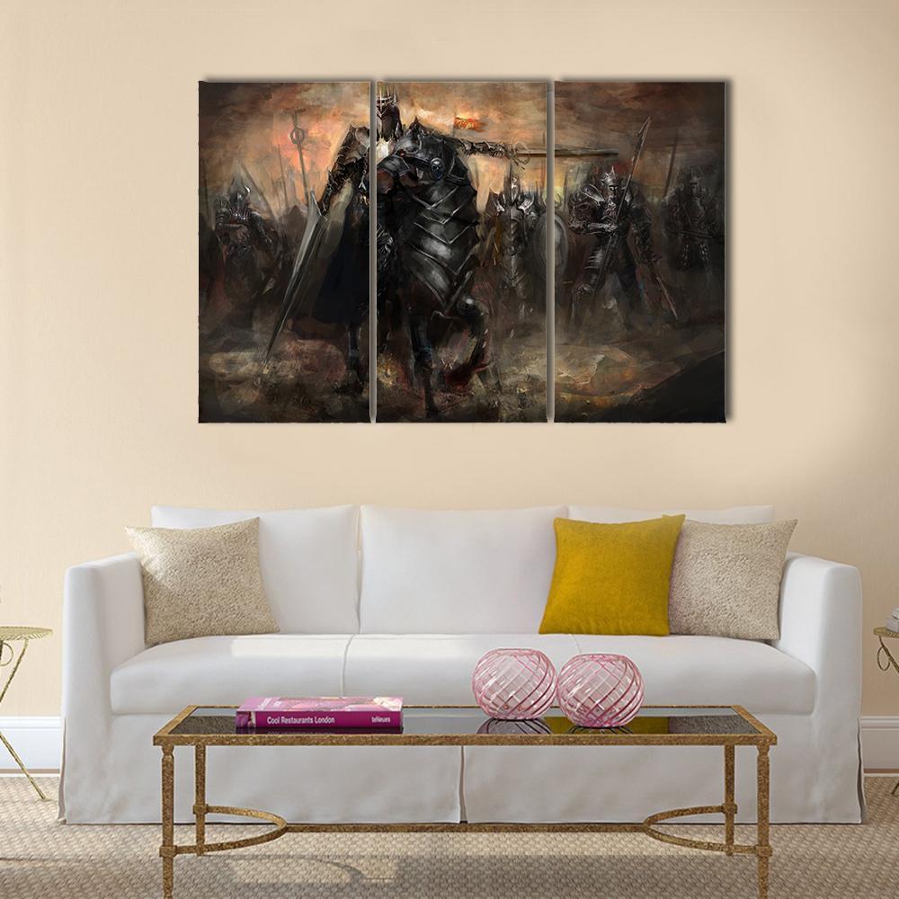 King Leading His Army Canvas Wall Art-3 Horizontal-Gallery Wrap-37" x 24"-Tiaracle