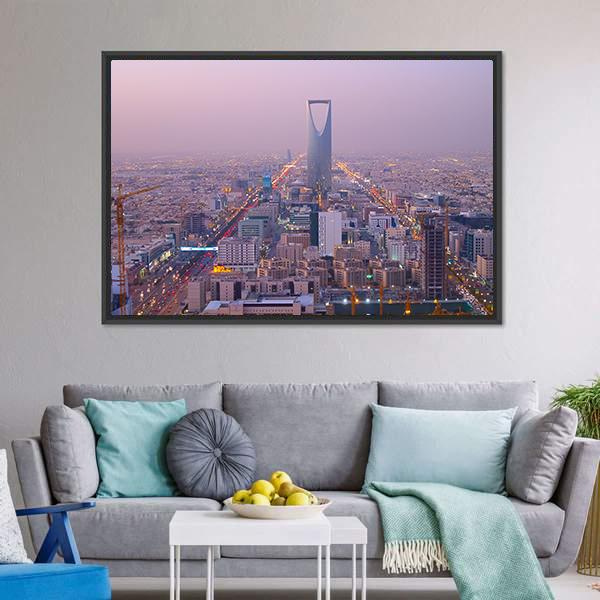 Kingdom Tower In Riyadh Canvas Wall Art-3 Horizontal-Gallery Wrap-25" x 16"-Tiaracle