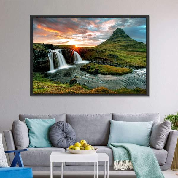 Kirkjufell Fall Iceland Canvas Wall Art-5 Horizontal-Gallery Wrap-22" x 12"-Tiaracle