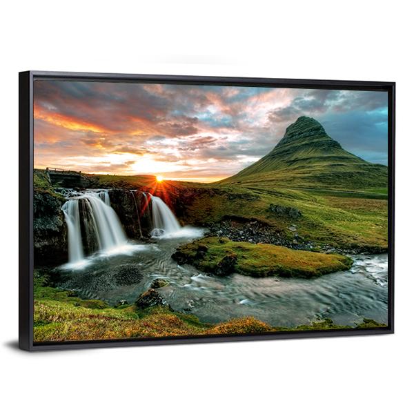 Kirkjufell Fall Iceland Canvas Wall Art-3 Horizontal-Gallery Wrap-25" x 16"-Tiaracle