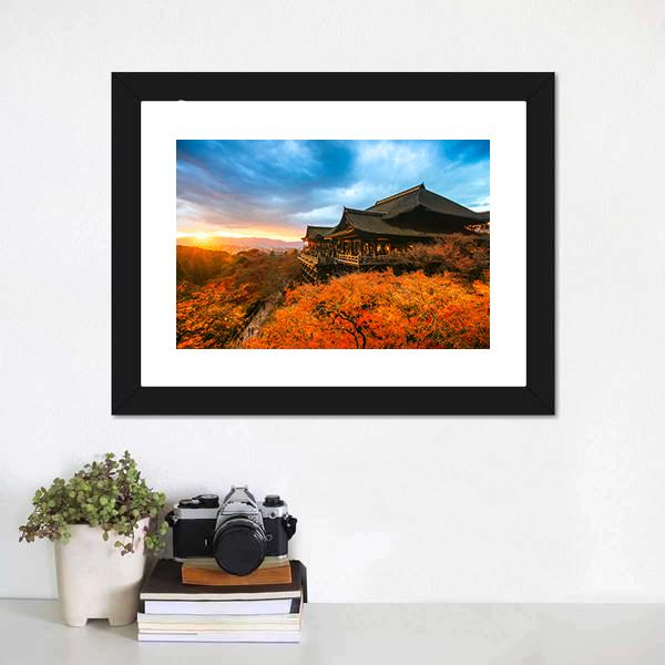 Kiyomizu Dera Temple Canvas Wall Art-1 Piece-Framed Print-20" x 16"-Tiaracle