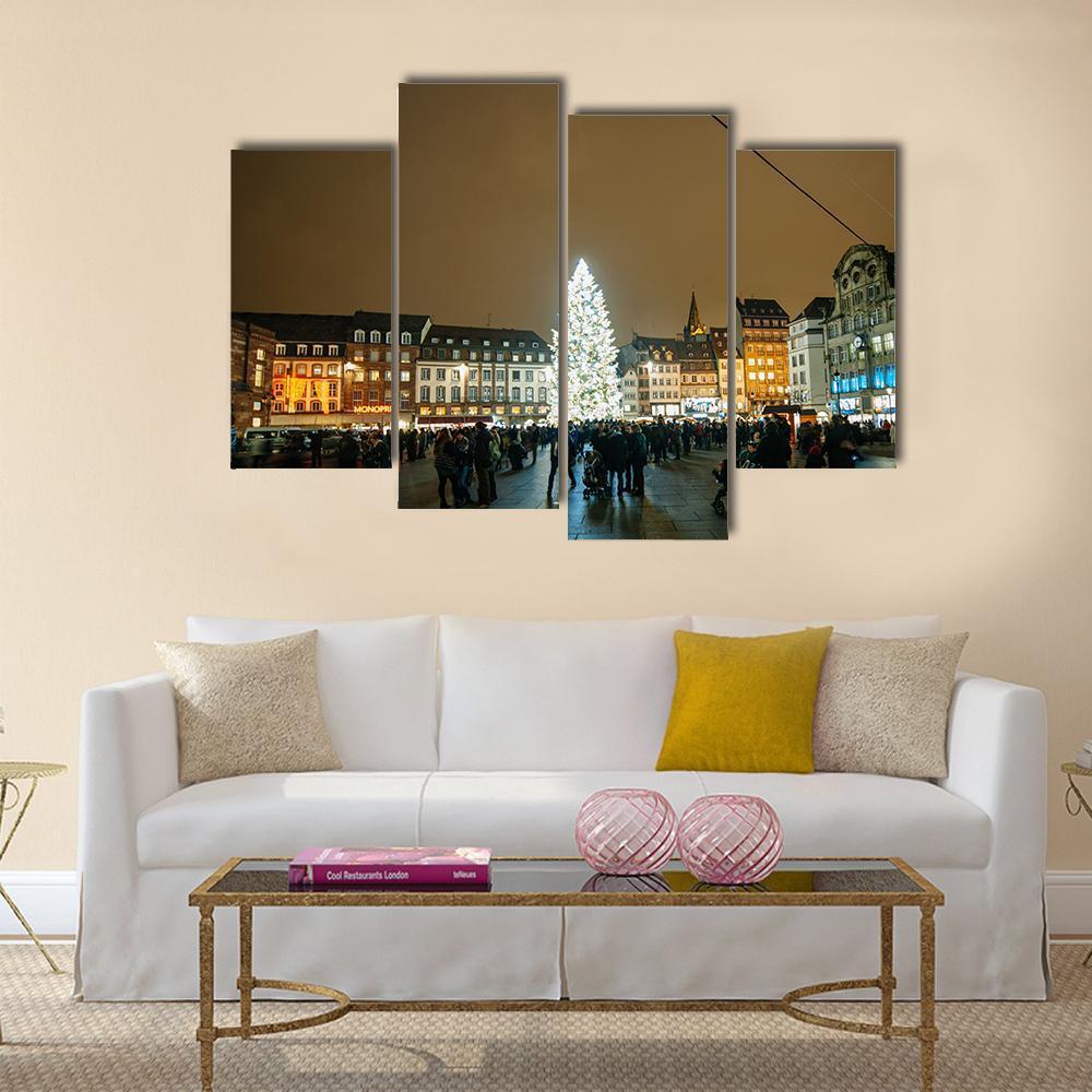 Kleber Strasbourg At Christmas Canvas Wall Art-4 Pop-Gallery Wrap-50" x 32"-Tiaracle