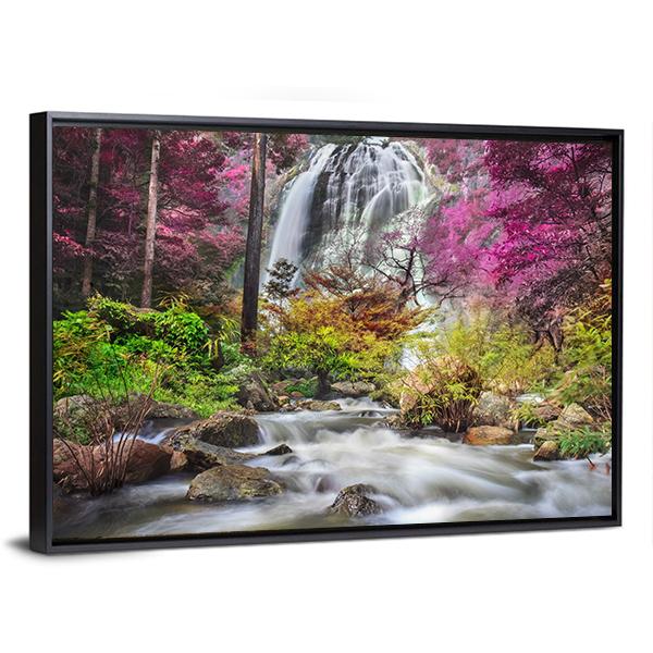 Klonglan Waterfall Thailand Canvas Wall Art-3 Horizontal-Gallery Wrap-25" x 16"-Tiaracle