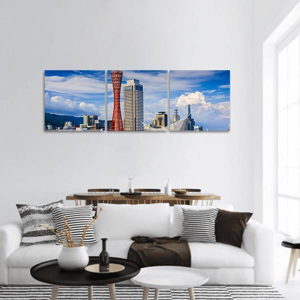 Japan City Skyline Panoramic Canvas Wall Art-3 Piece-25" x 08"-Tiaracle