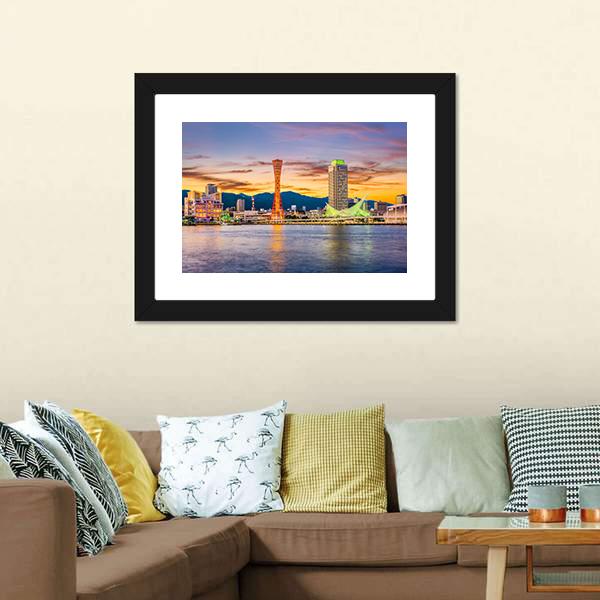 Kobe Port Skyline Canvas Wall Art-3 Horizontal-Gallery Wrap-25" x 16"-Tiaracle
