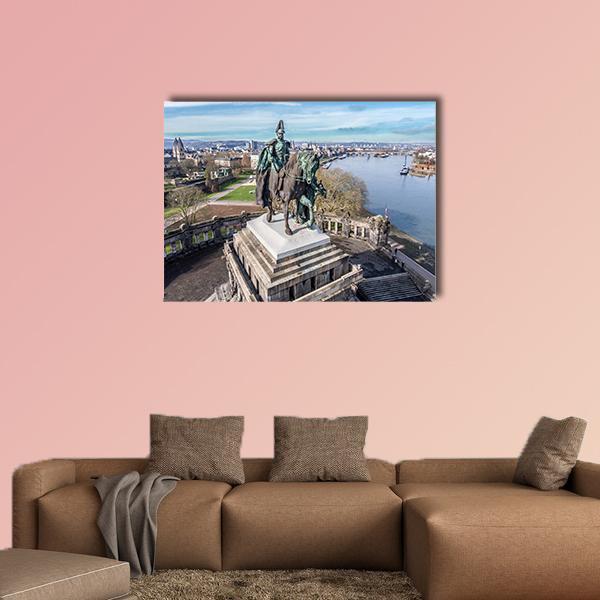 Monument In Koblenz Canvas Wall Art-1 Piece-Gallery Wrap-48" x 32"-Tiaracle