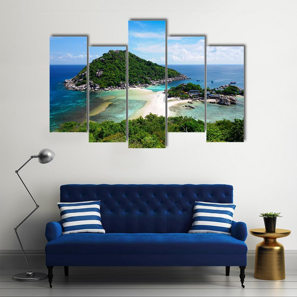 Koh Nang Yuan Island Thailand Canvas Wall Art-5 Pop-Gallery Wrap-47" x 32"-Tiaracle