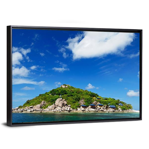 Koh Nang Yuan Island Under Cloudy Sky Canvas Wall Art-3 Horizontal-Gallery Wrap-25" x 16"-Tiaracle