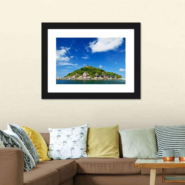 Koh Nang Yuan Island Under Cloudy Sky Canvas Wall Art-3 Horizontal-Gallery Wrap-25" x 16"-Tiaracle