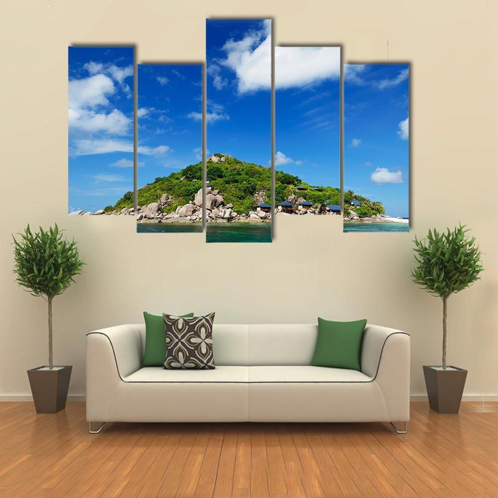 Koh Nang Yuan Island Under Cloudy Sky Canvas Wall Art-5 Pop-Gallery Wrap-47" x 32"-Tiaracle
