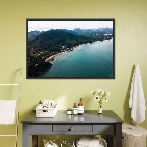 Koh Yao Noi Aerial View Canvas Wall Art-1 Piece-Floating Frame-24" x 16"-Tiaracle